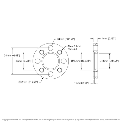 1504 Series 32mm OD Pattern Spacer (4mm Length)