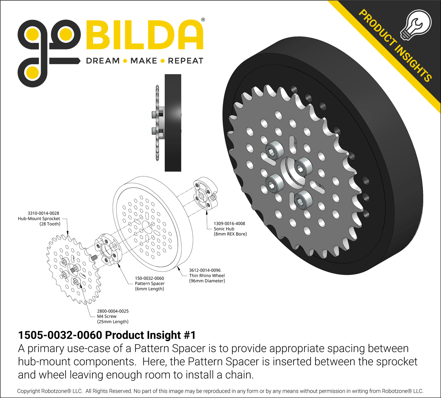 1505 Series 32mm OD Counterbored Pattern Spacer (6mm Length)