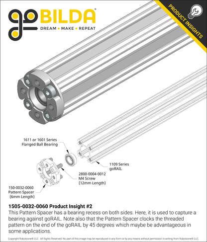 1505 Series 32mm OD Counterbored Pattern Spacer (6mm Length)