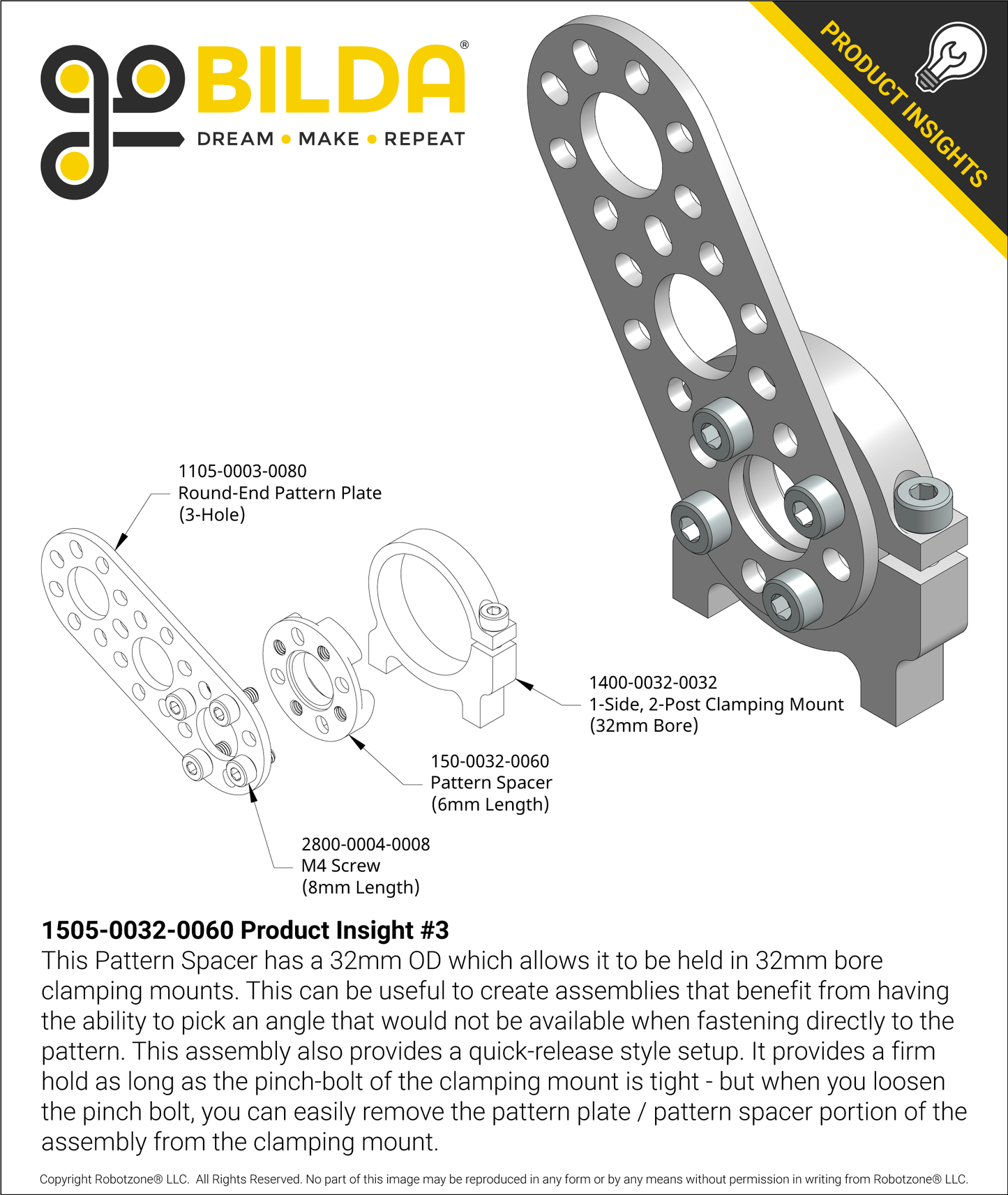 1505 Series 32mm OD Counterbored Pattern Spacer (6mm Length)