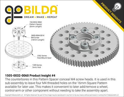 1505 Series 32mm OD Counterbored Pattern Spacer (6mm Length)