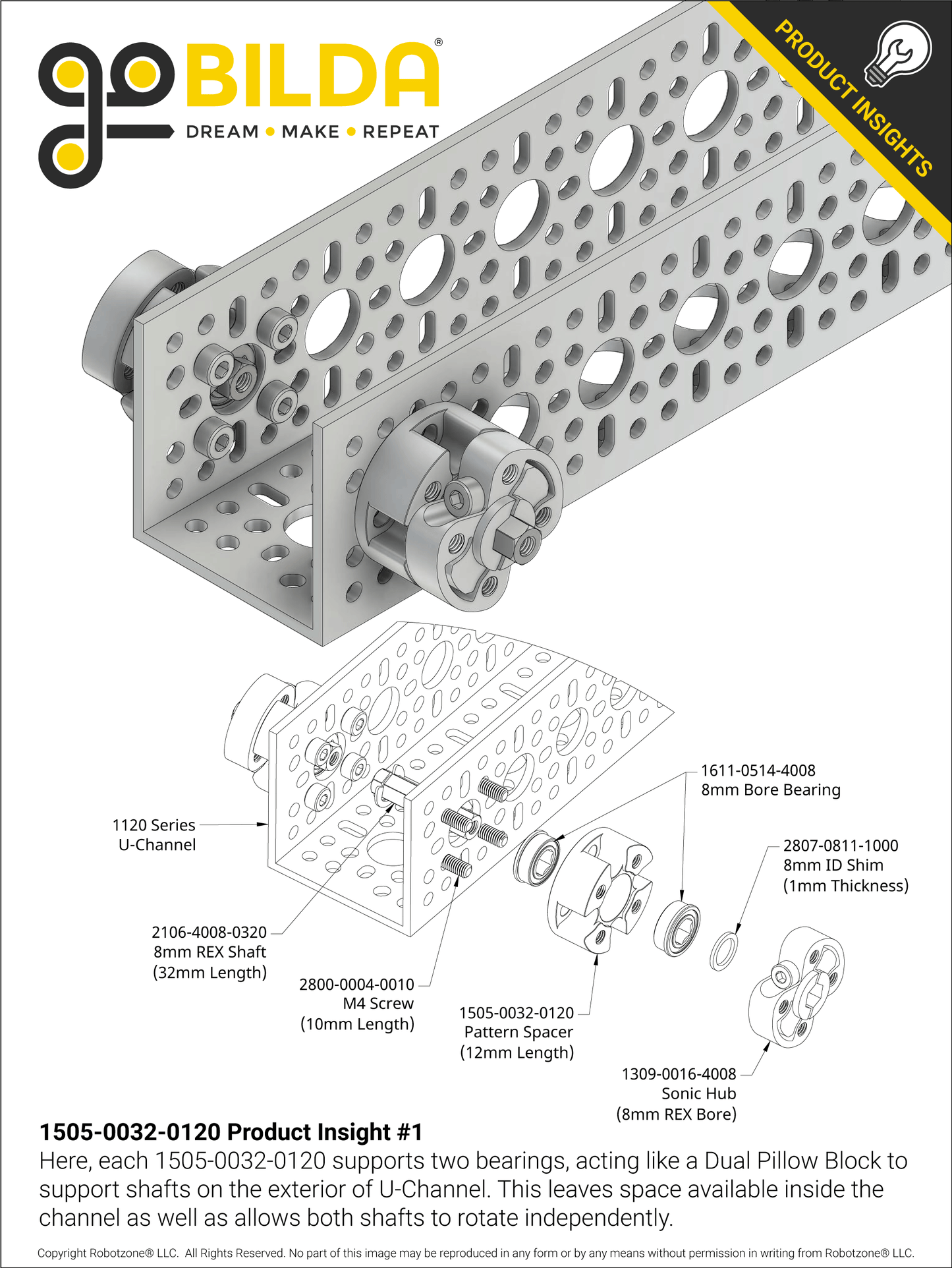 1505 Series 32mm OD Counterbored Pattern Spacer (12mm Length)