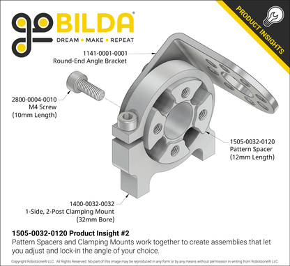 1505 Series 32mm OD Counterbored Pattern Spacer (12mm Length)