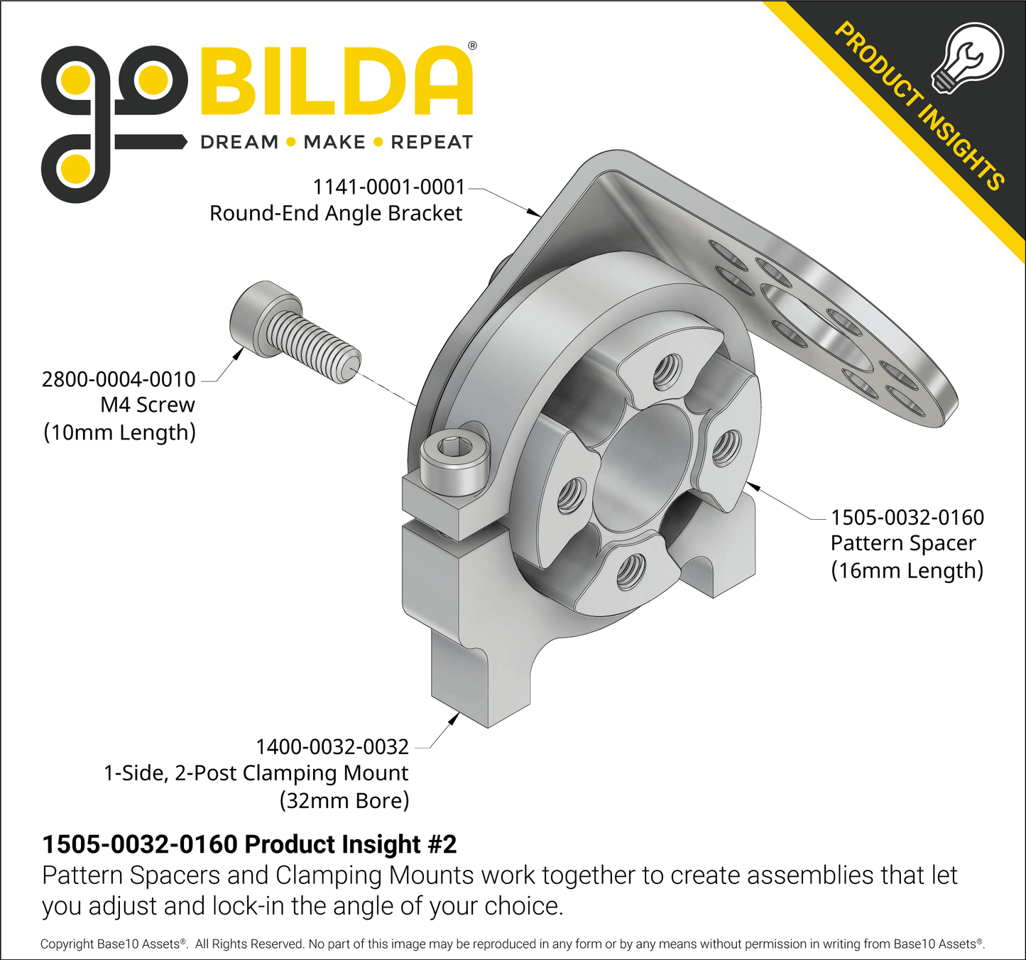 1505 Series 32mm OD Counterbored Pattern Spacer (16mm Length)