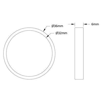 1506 Series 32mm ID Spacer (36mm OD, 6mm Length) - 2 Pack