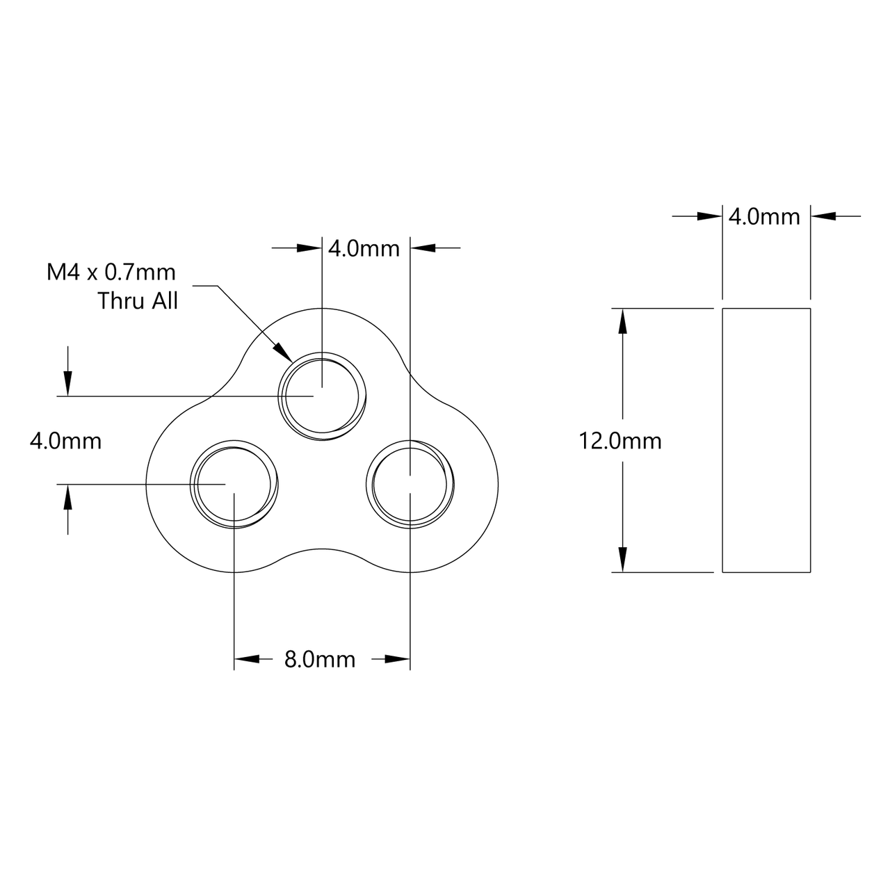 1513 Series Offset Standoff (4mm Length) - 4 Pack