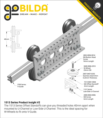 1513 Series Offset Standoff (4mm Length) - 4 Pack