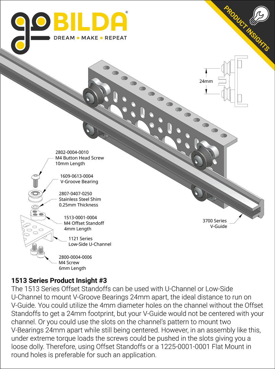 1513 Series Offset Standoff (4mm Length) - 4 Pack