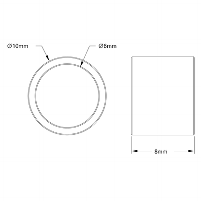 1514 Series 8mm ID Spacer (10mm OD, 8mm Length) - 4 Pack