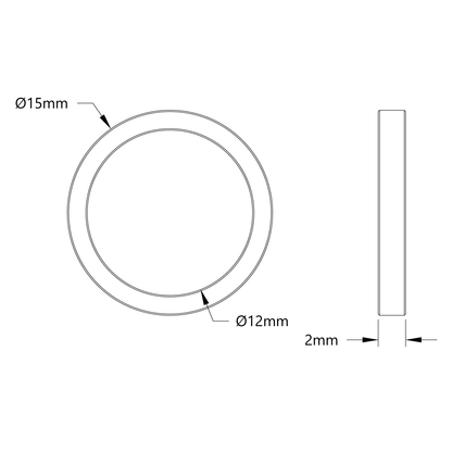 12mm ID Steel Spacer (15mm OD, 2mm Length) - 4 Pack