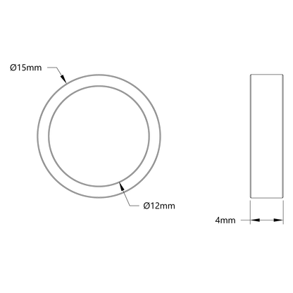 12mm ID Steel Spacer (15mm OD, 4mm Length) - 4 Pack