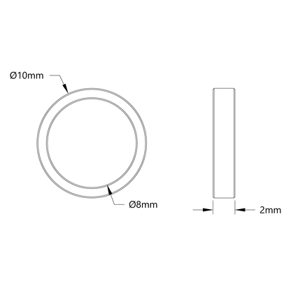 1522 Series 8mm ID Spacer (10mm OD, 2mm Length) - 4 Pack