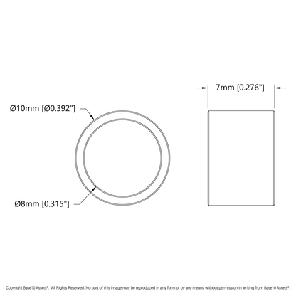 1522 Series 8mm ID Spacer (10mm OD, 7mm Length) - 4 Pack