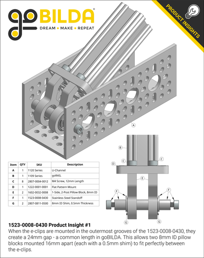 1523 Series Stainless Steel M4 x 0.7mm Standoff (8mm Diameter, 43mm Length)