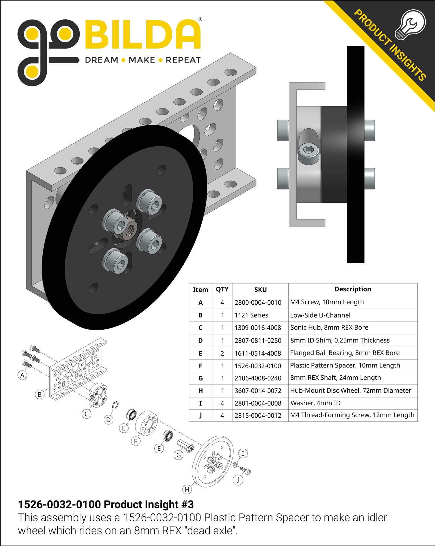 1526 Series 32mm OD Plastic Pattern Spacer (10mm Length) - 2 Pack