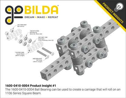 4mm ID Non-Flanged Ball Bearing (10mm OD, 4mm Thickness) - 2 Pack