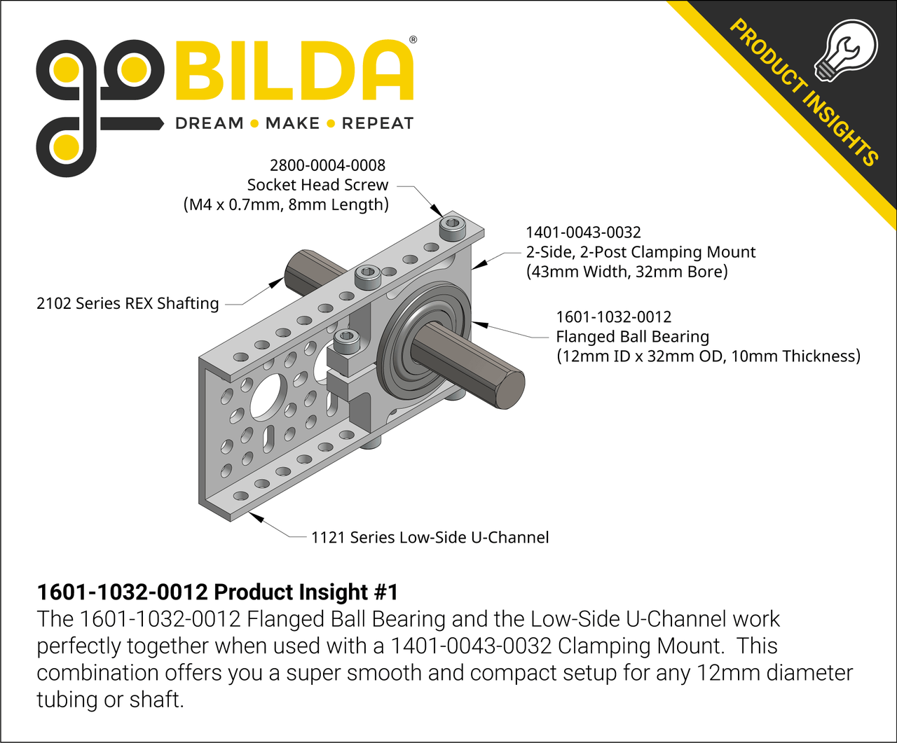 12mm ID Flanged Ball Bearing (32mm OD, 10mm Thickness)