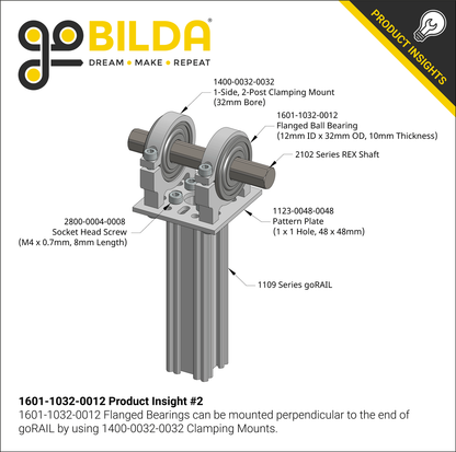 12mm ID Flanged Ball Bearing (32mm OD, 10mm Thickness)