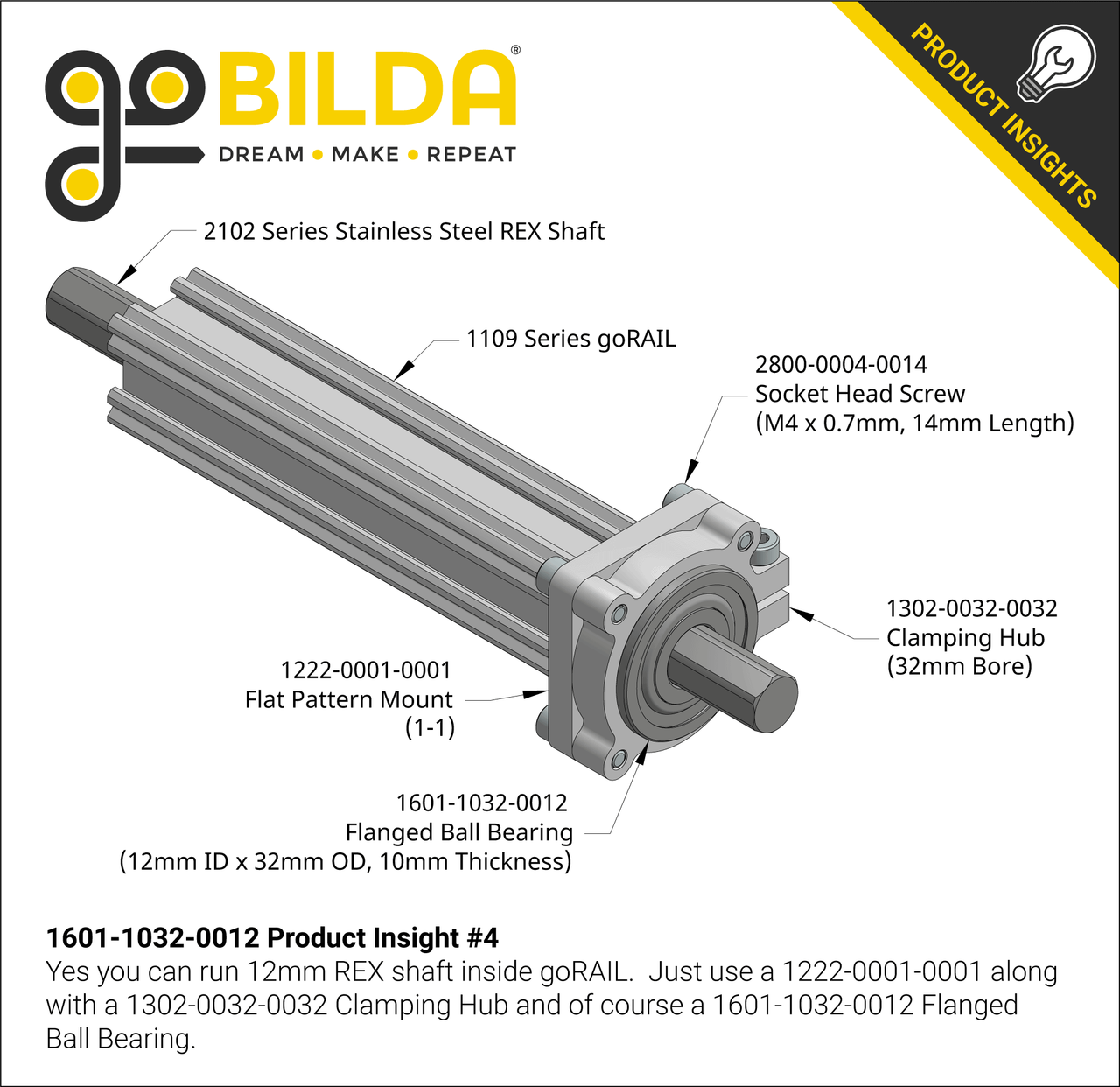 12mm ID Flanged Ball Bearing (32mm OD, 10mm Thickness)