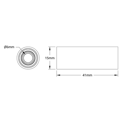 6mm Bore Dual Bearing Idler Roller (15mm OD, 41mm Length)