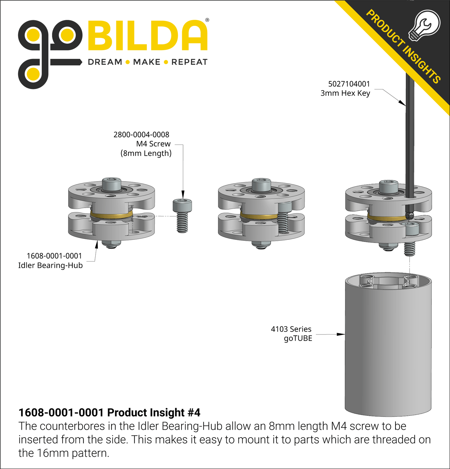 Idler Bearing-Hub (32mm OD, 16mm Height)