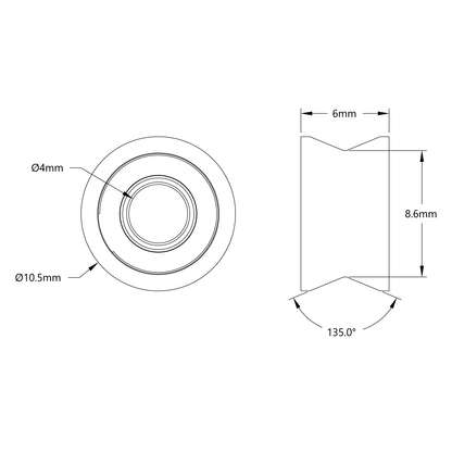 1609 Series V-Groove Bearing (4mm ID x 10.5mm OD, 6mm Thickness) - 2 Pack