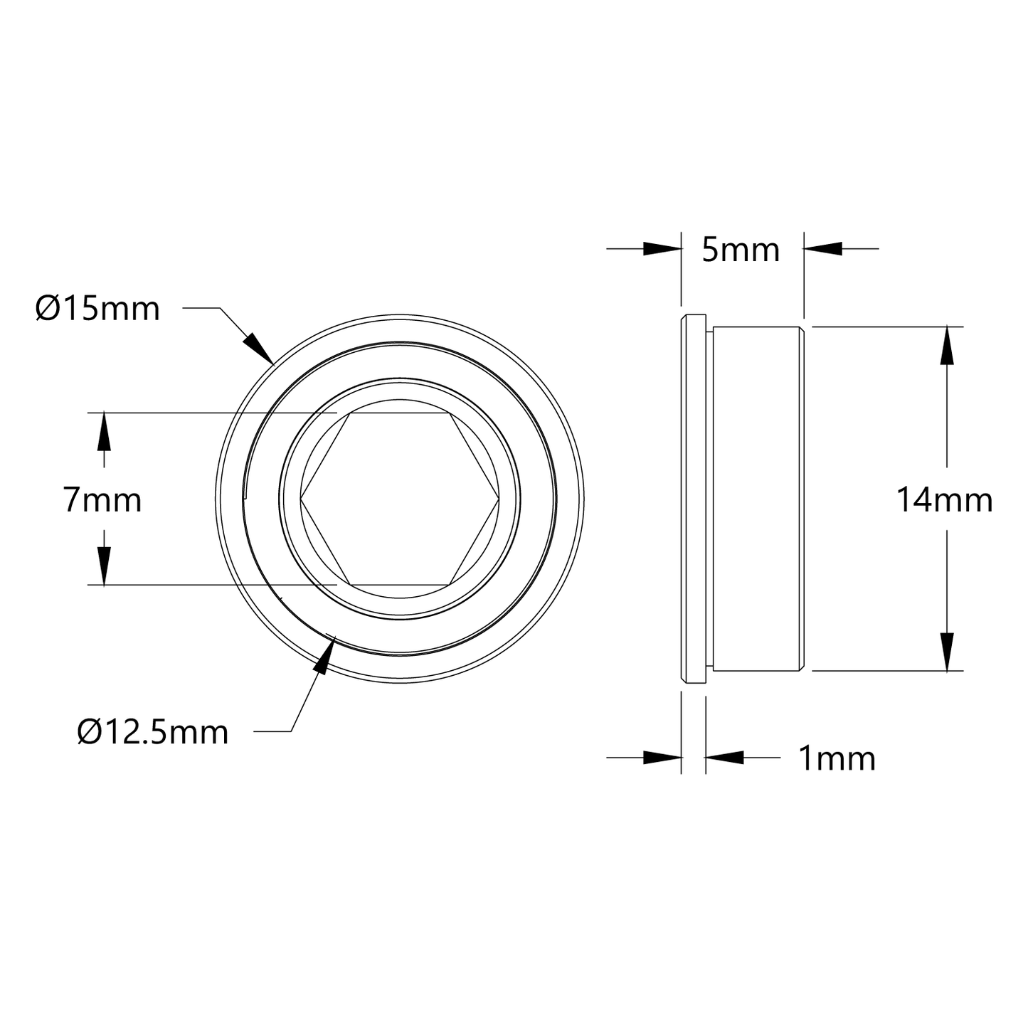 1611 Series Flanged Ball Bearing (8mm REX™ ID x 14mm OD, 5mm Thickness) - 2 Pack