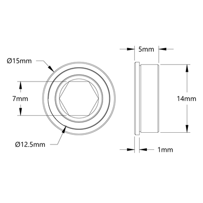 1611 Series Flanged Ball Bearing (8mm REX™ ID x 14mm OD, 5mm Thickness) - 2 Pack