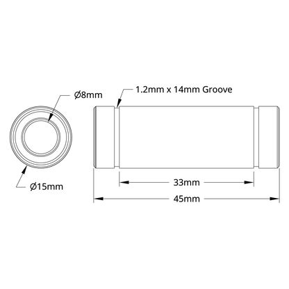 8mm ID Linear Ball Bearing (15mm OD, 45mm Length) - 2 Pack