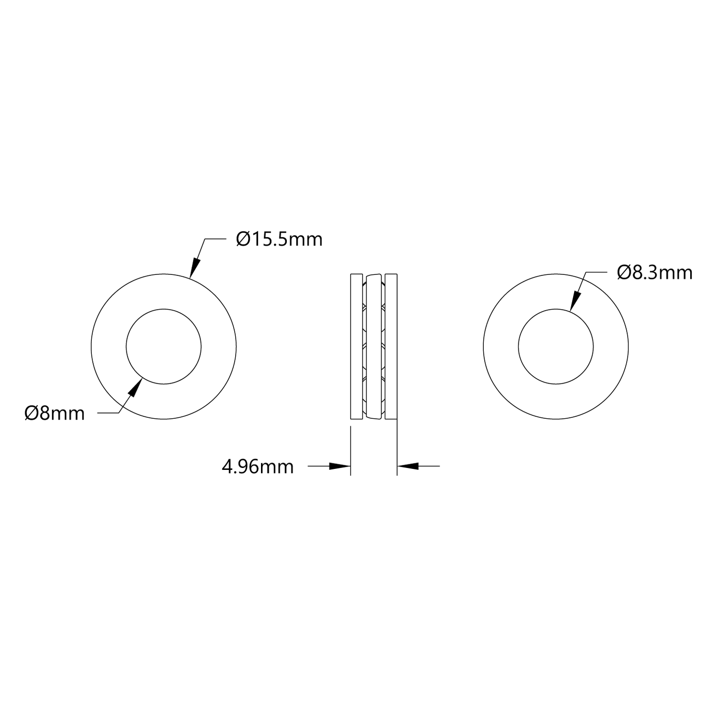 8mm ID Thrust Ball Bearing (15.5mm OD, 5mm Thickness)