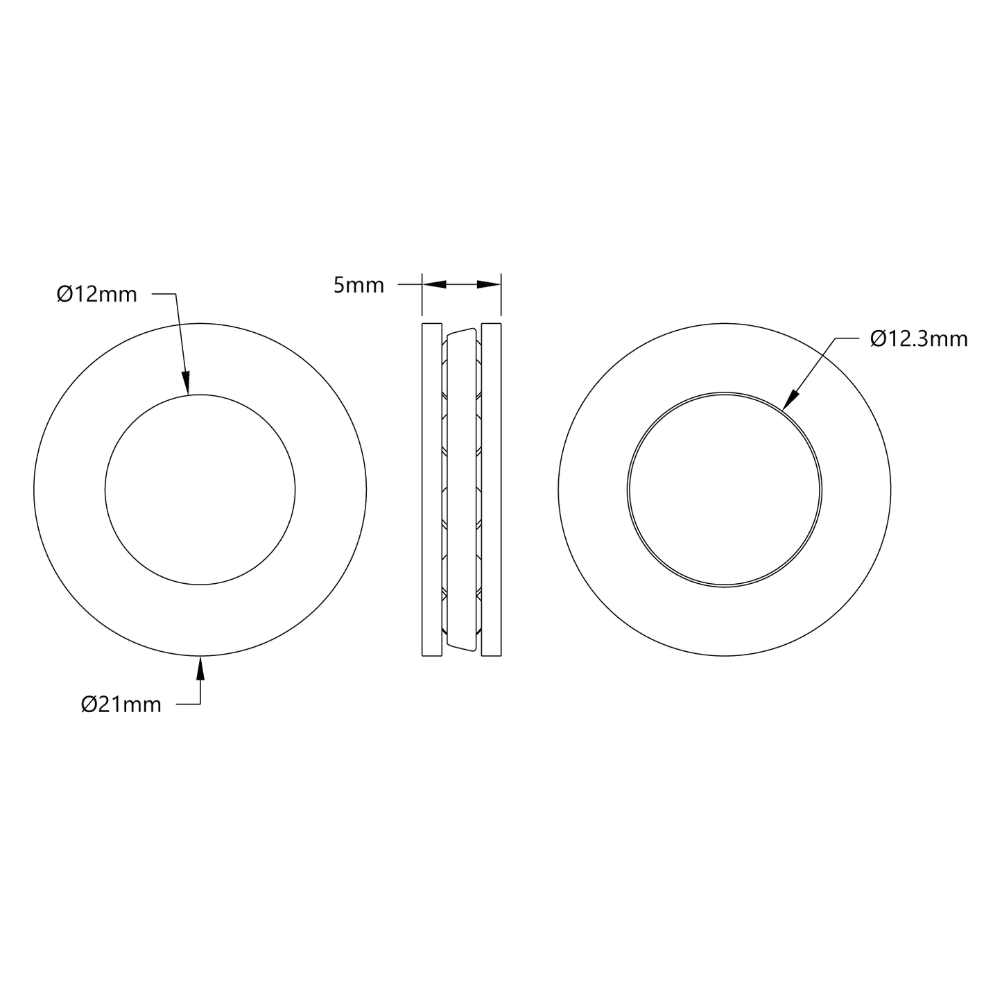 12mm ID Thrust Ball Bearing (12mm ID x 21mm OD, 5mm Thickness)