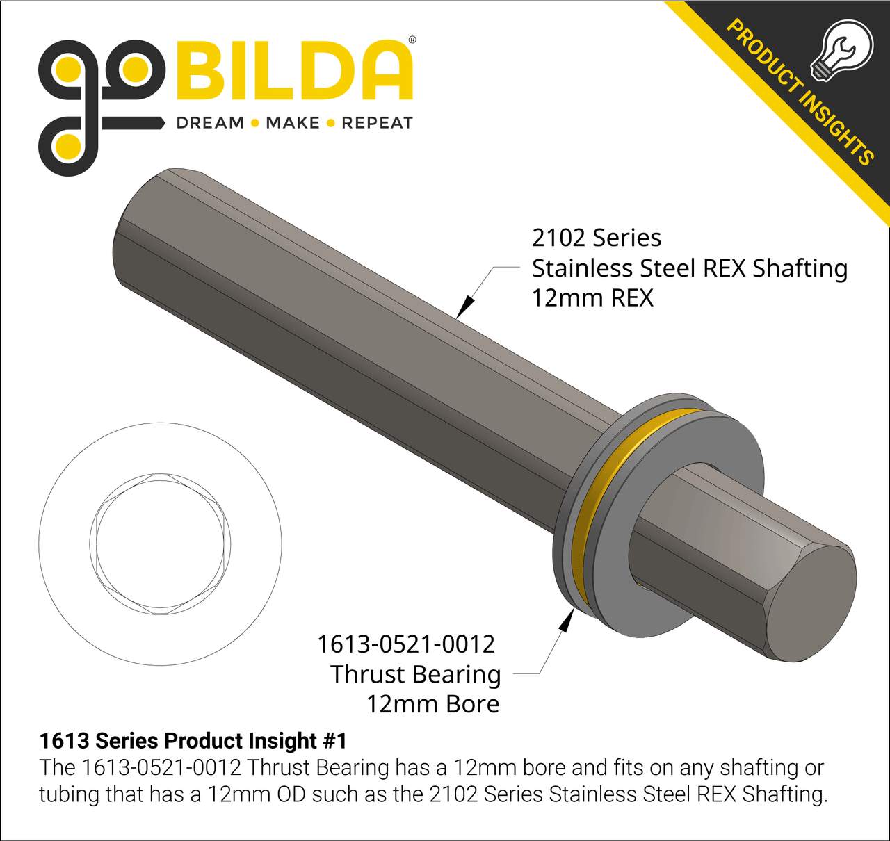 12mm ID Thrust Ball Bearing (12mm ID x 21mm OD, 5mm Thickness)