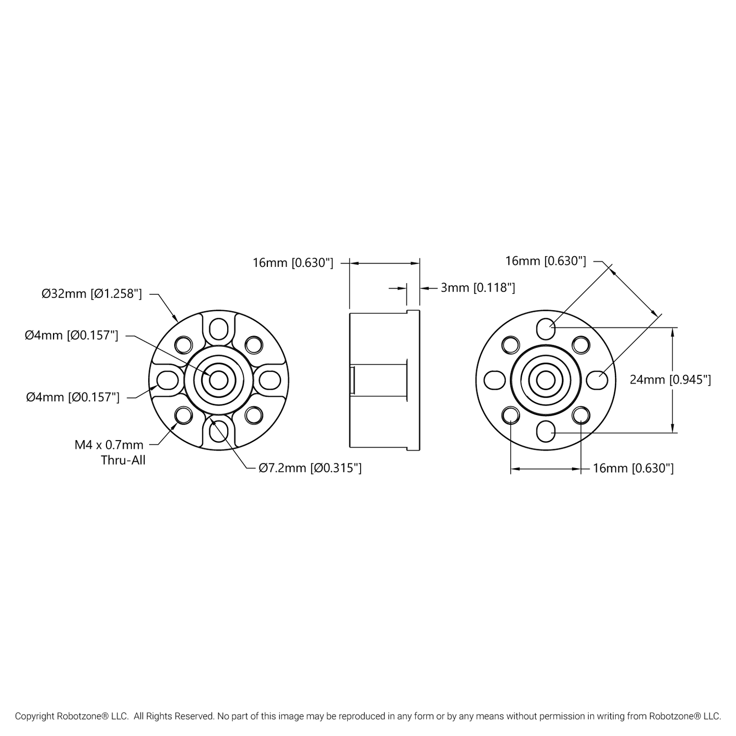 Dual-Bearing Pillow Block (4mm Bore)