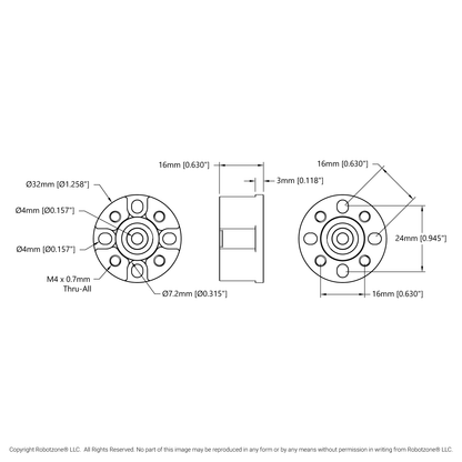 Dual-Bearing Pillow Block (4mm Bore)