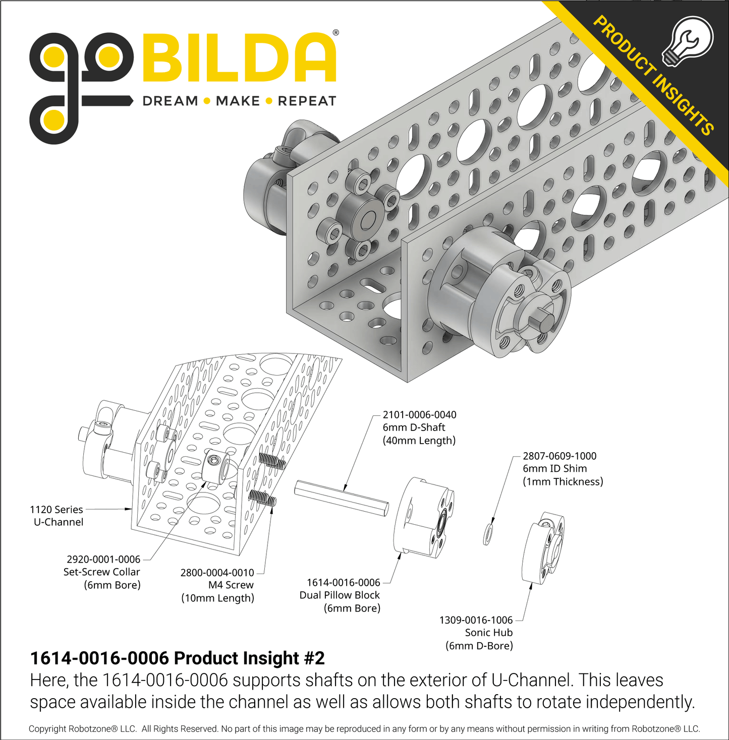 Dual-Bearing Pillow Block (6mm Bore)