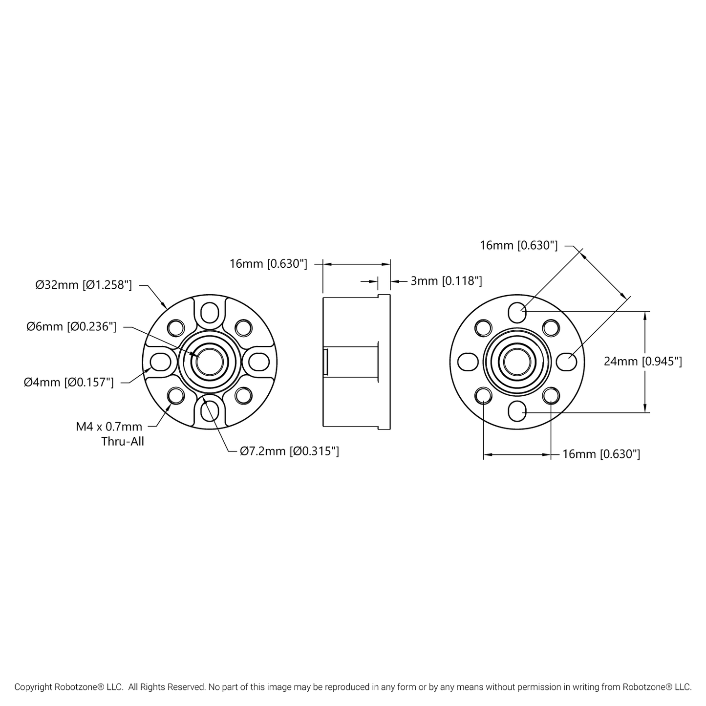 Dual-Bearing Pillow Block (6mm Bore)