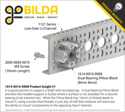 Dual-Bearing Pillow Block (8mm Bore)