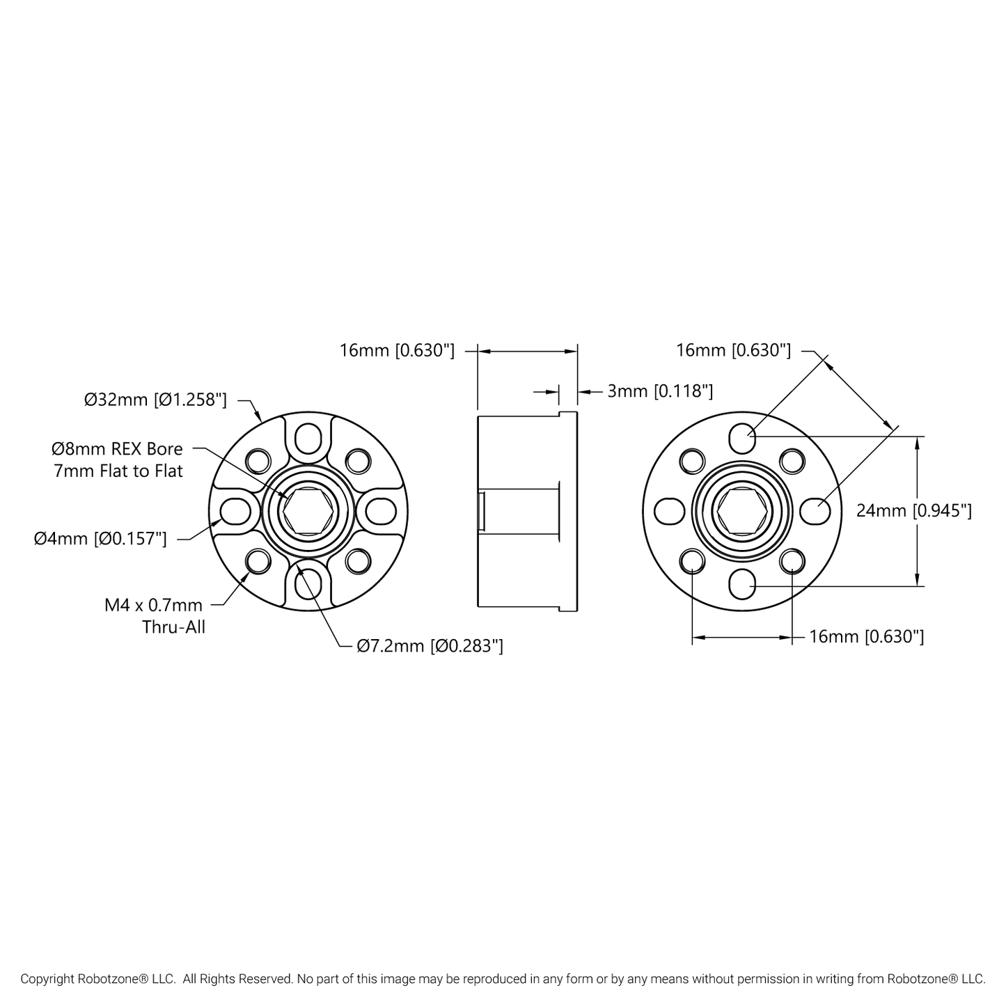 Dual-Bearing Pillow Block (8mm REX™ Bore)