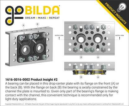 1616 Series Drop-Center Bearing Plate (2mm Drop) - 4 Pack