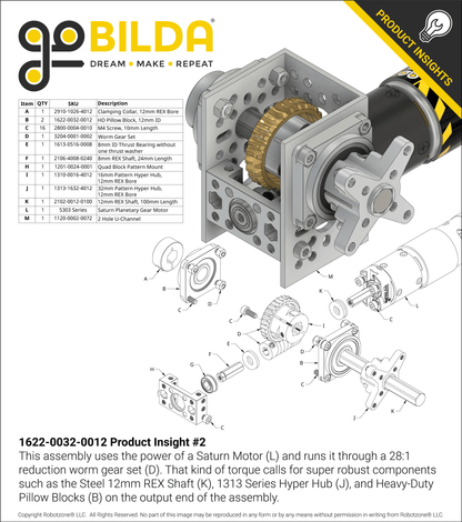 12mm Bore, Heavy-Duty Flange-Mount Bearing Pillow Block