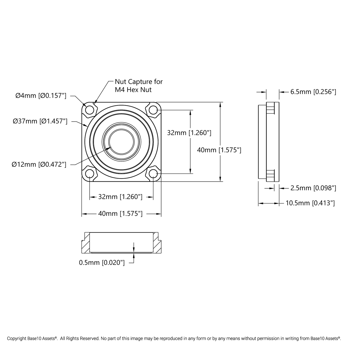 12mm Bore, Heavy-Duty Flange-Mount Bearing Pillow Block