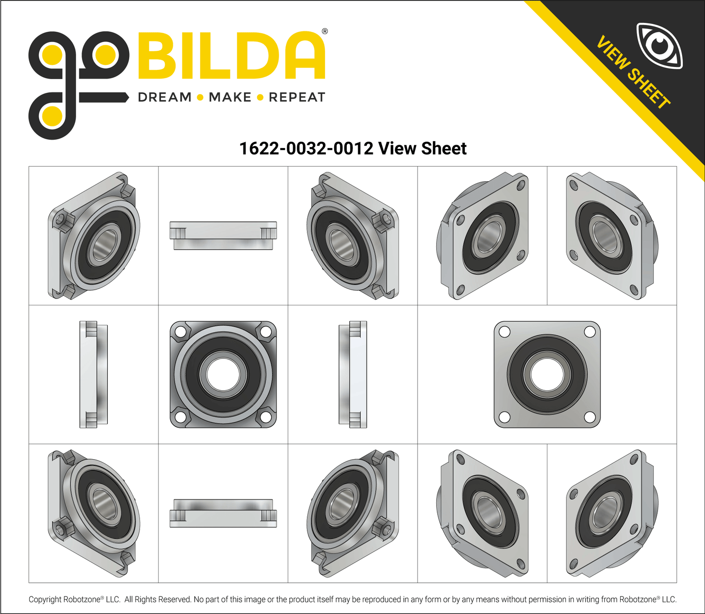 12mm Bore, Heavy-Duty Flange-Mount Bearing Pillow Block