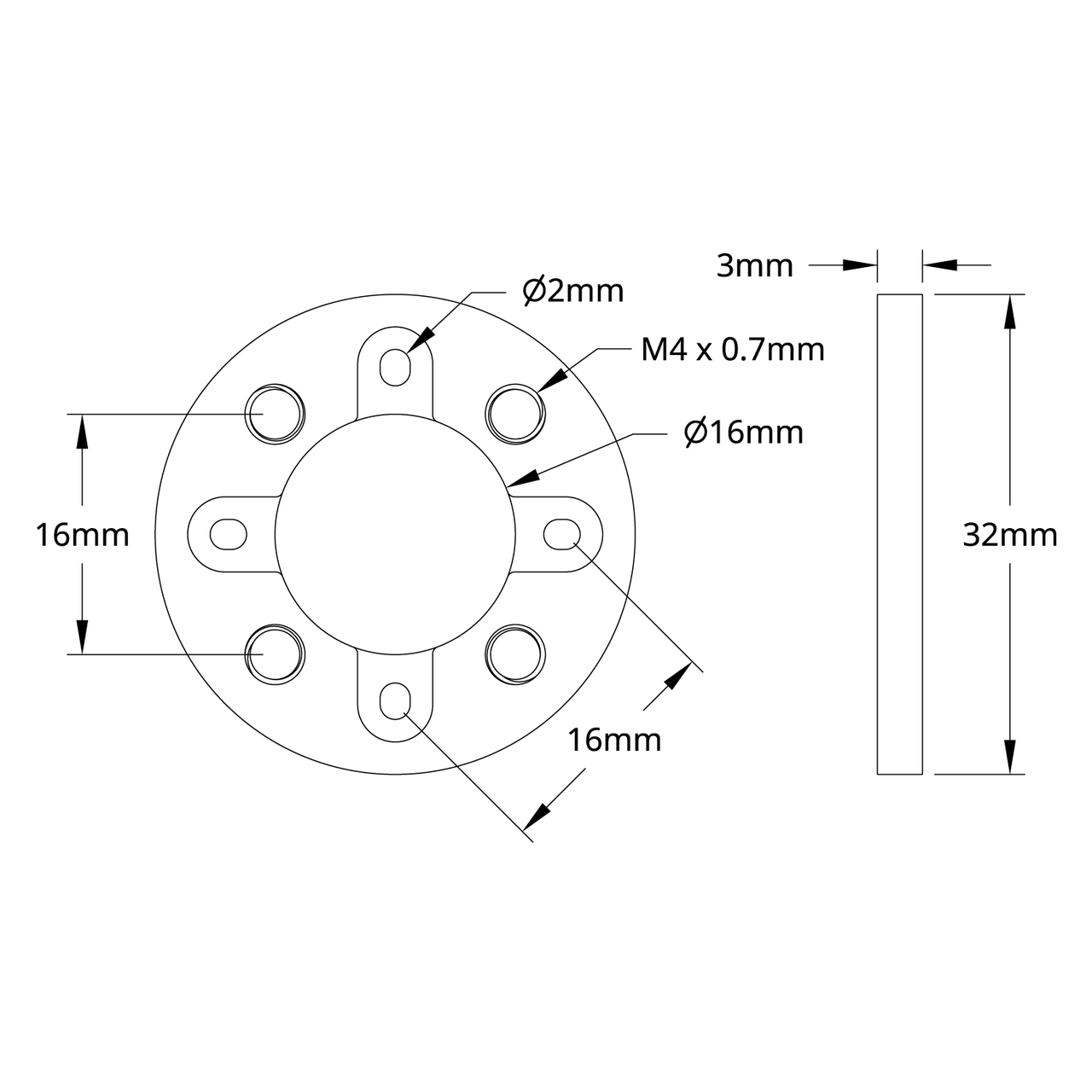 1700 Series Face Tapped Stepper Motor Mount (NEMA 8)