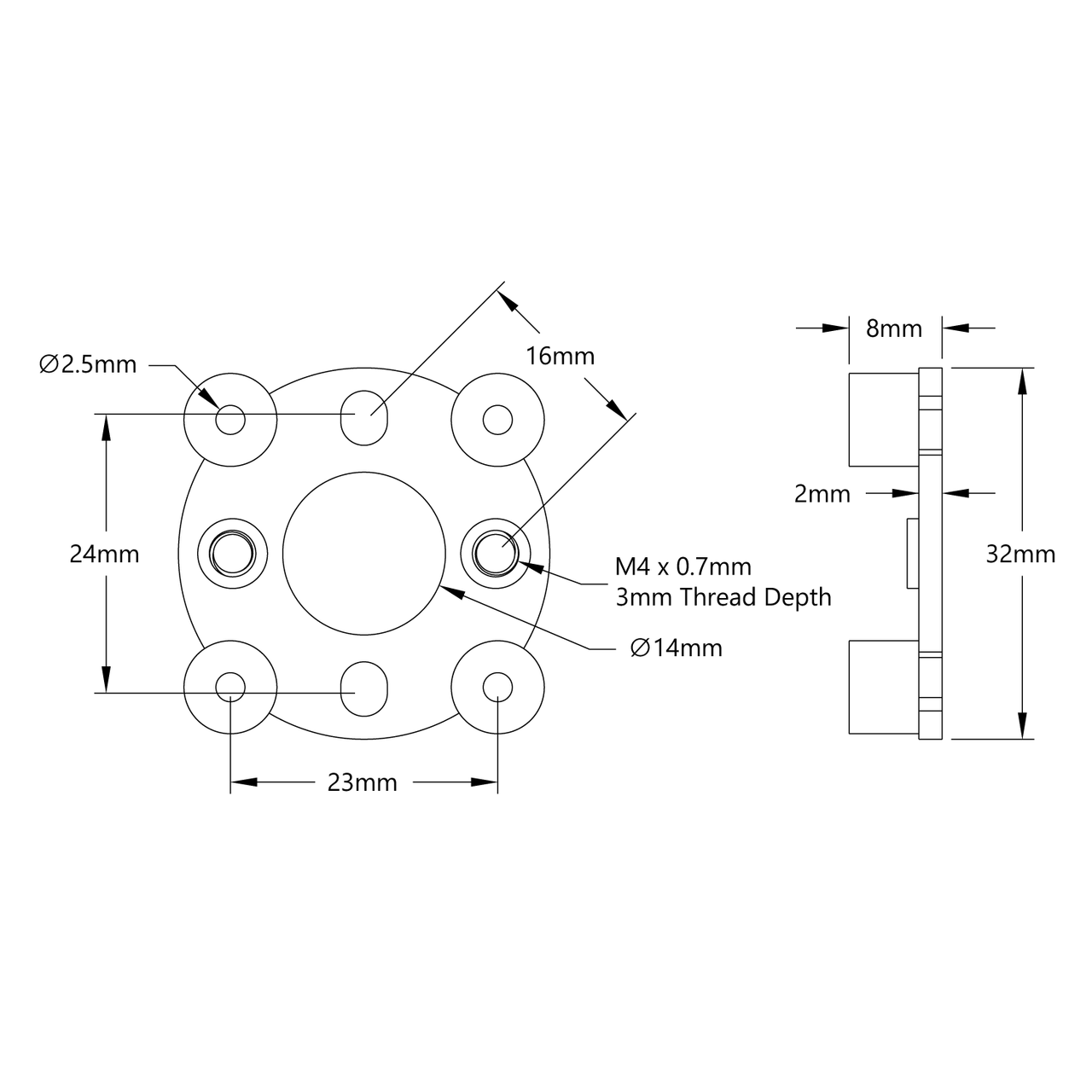 1700 Series Face Tapped Stepper Motor Mount (NEMA 11)