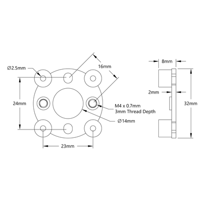 1700 Series Face Tapped Stepper Motor Mount (NEMA 11)