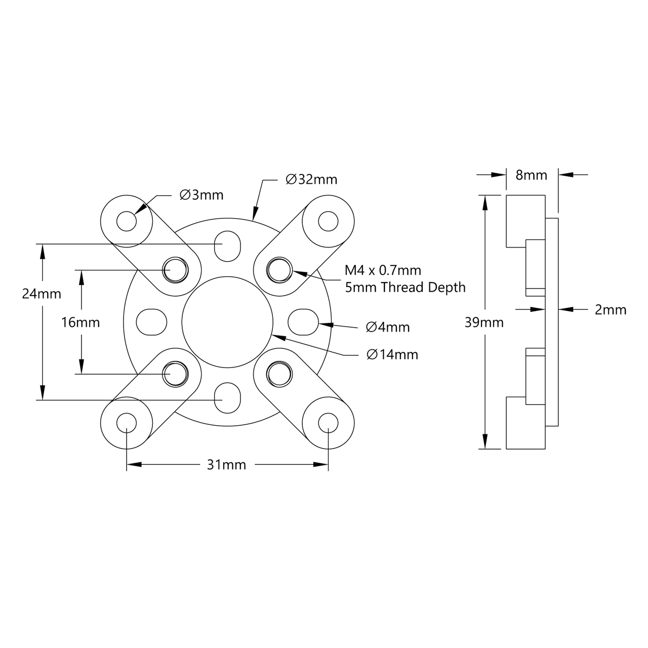 1700 Series Face Tapped Stepper Motor Mount (NEMA 17)