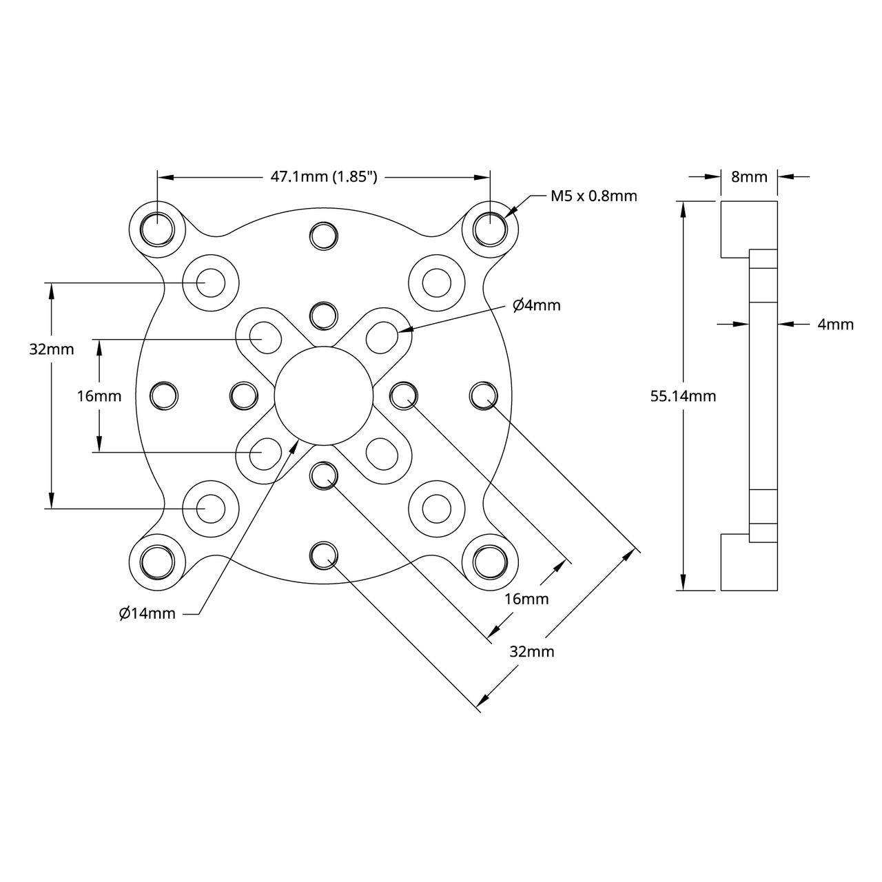 1700 Series Face Tapped Stepper Motor Mount (NEMA 23)