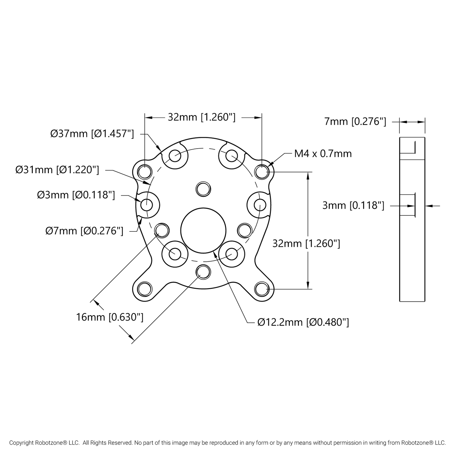 1701 Series Face Tapped Motor Mount (16-3)