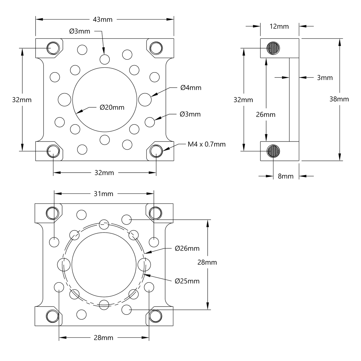 1702 Series Quad Block Motor Mount (32-1)