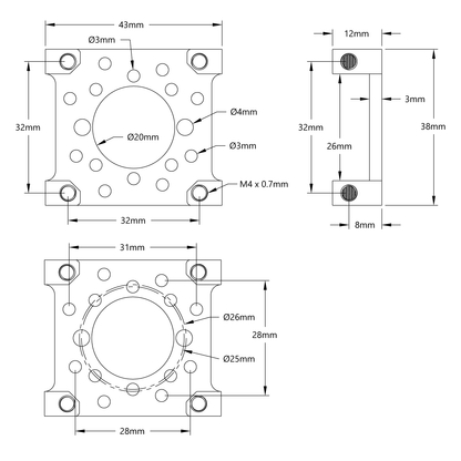 1702 Series Quad Block Motor Mount (32-1)